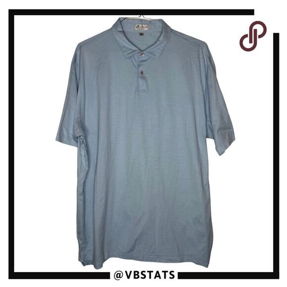 Peter Millar Men's Nanoluxe Pinstripe Short Sleeve Polo Golf Shirt Blue Size 2XL - Picture 1 of 7